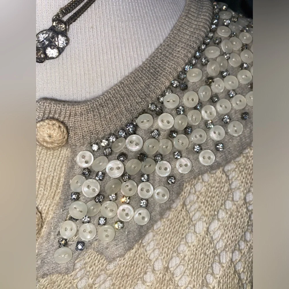 Sparkle with Sophistication: Anthropologie Yellow Bird Wool Collar Sweater ✨🌼 - Picture 1 of 9